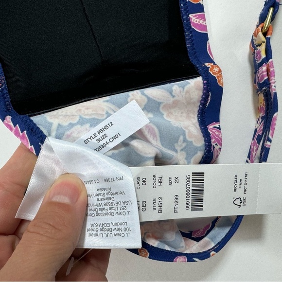 New J Crew Square Halter Bikini Top Painted Block Print - Picture 5 of 5